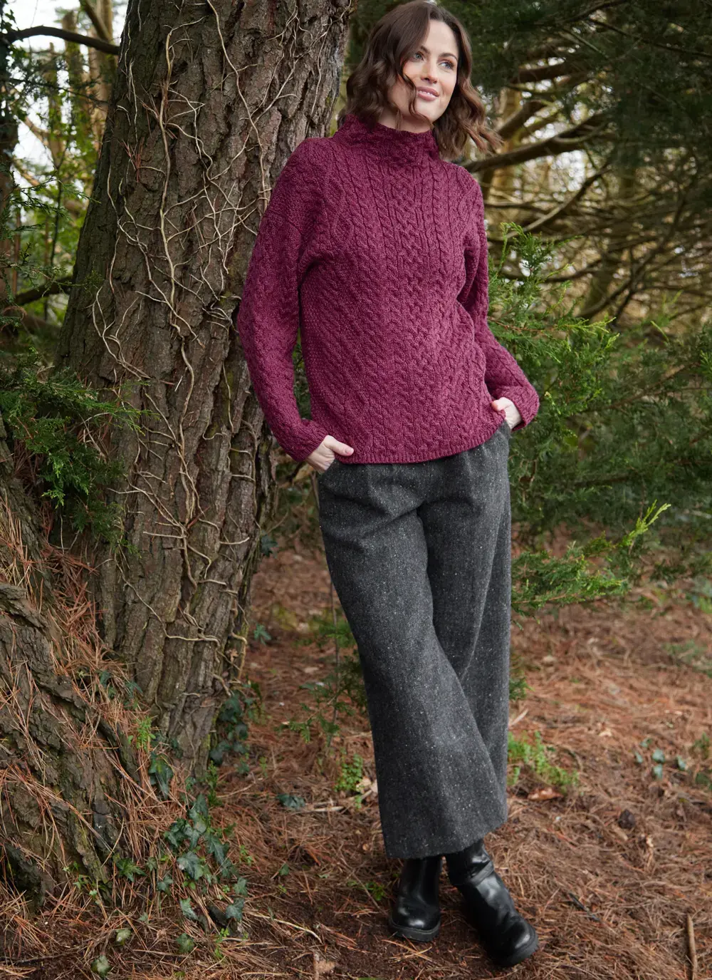 Ava Aran Funnel Neck Sweater